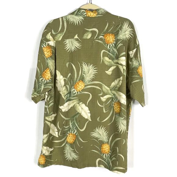 Tommy Bahama Silk Shirt Green Hawaiian Pineapple Button Short Sleeve Sz M Men's - Picture 6 of 7